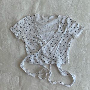 Brandy Melville- Style Wrap Shirt Crop Top